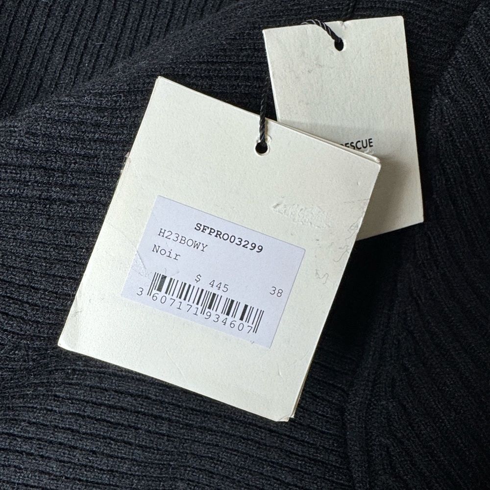 SANDRO WOOL & CASHMERE-BLEND SWEATER DREDS BLACK SIZE 38/M - Picture 5 of 12